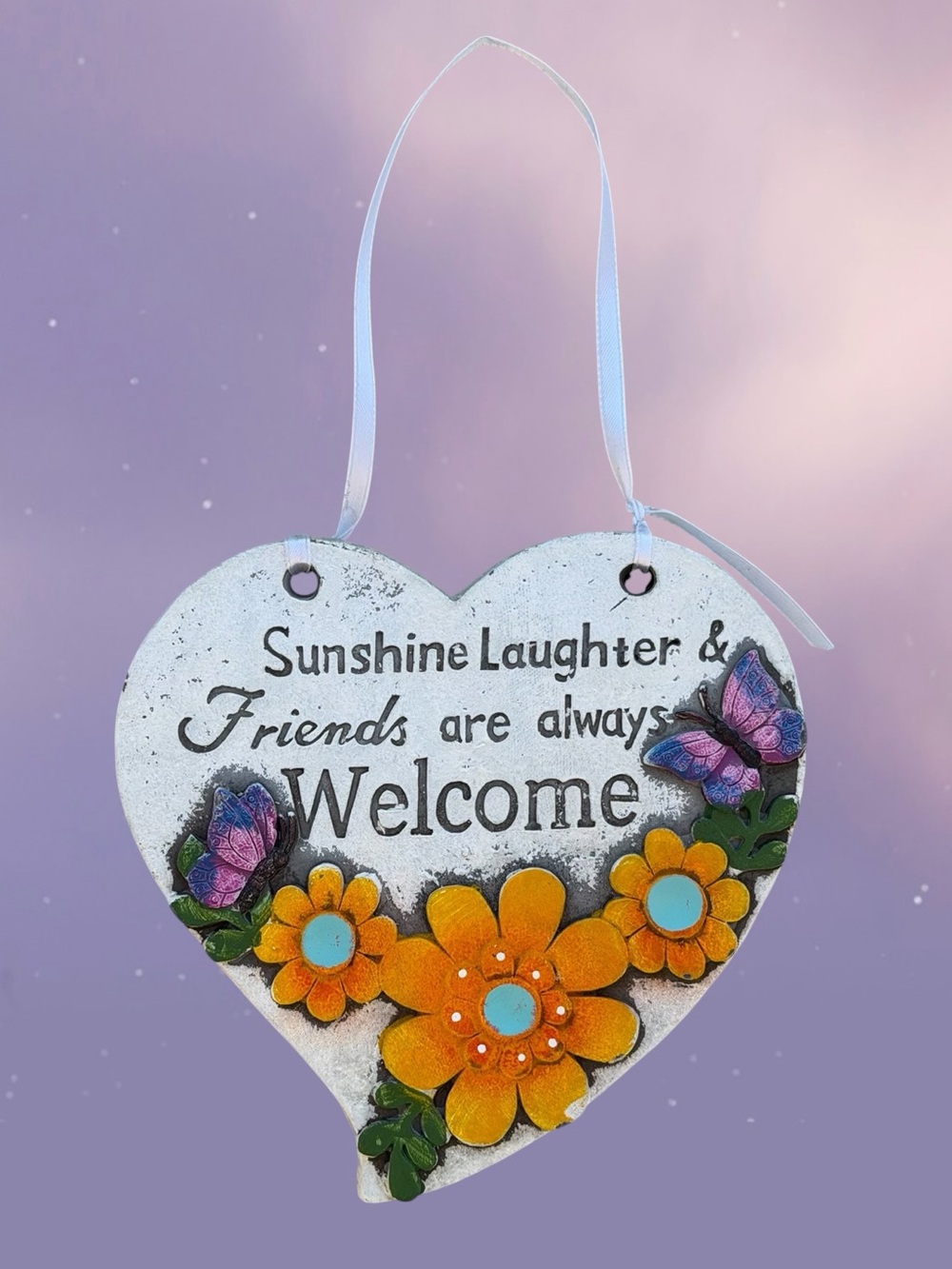 Heart-Shaped Friends Welcome Decorative Ceramic Hanging Plaque